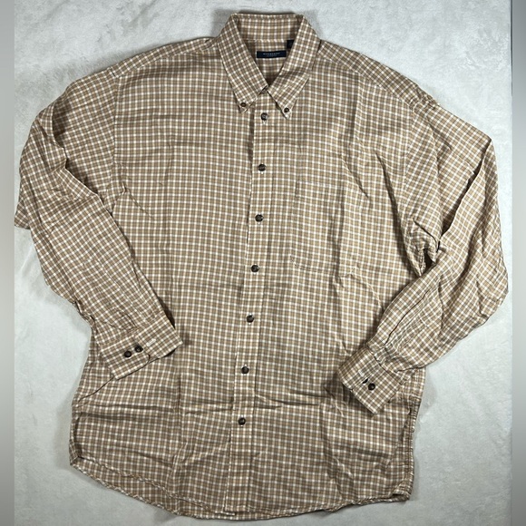 Burberry London XL Authentic Beige Plaid Windowpane Button Down Shirt Cotton - Picture 1 of 8